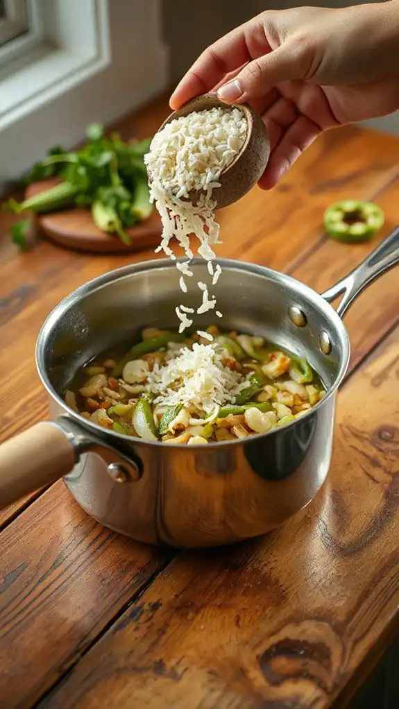 slowly add arborio rice