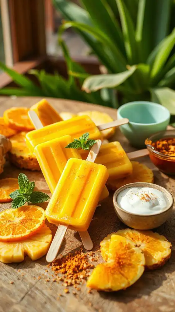 spiced pineapple turmeric popsicles
