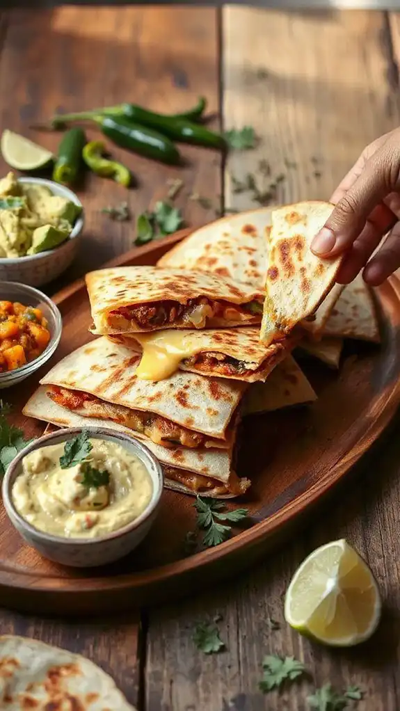 spicy caribbean jerk quesadillas