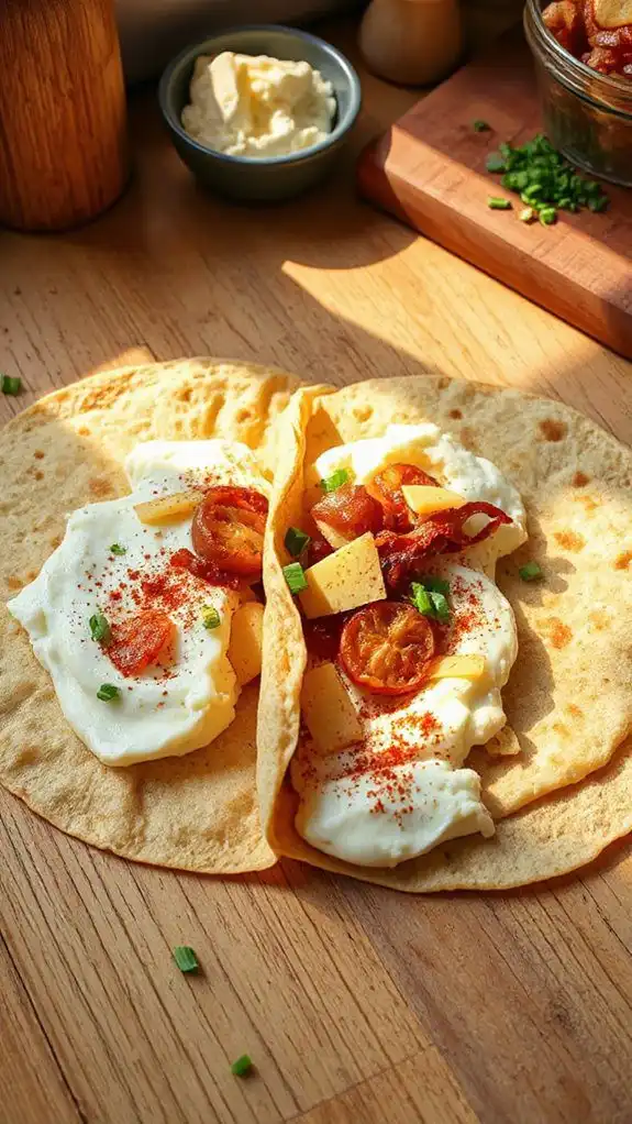 spread filling on tortillas