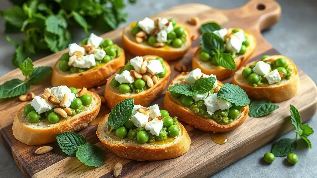 spring pea mint crostini