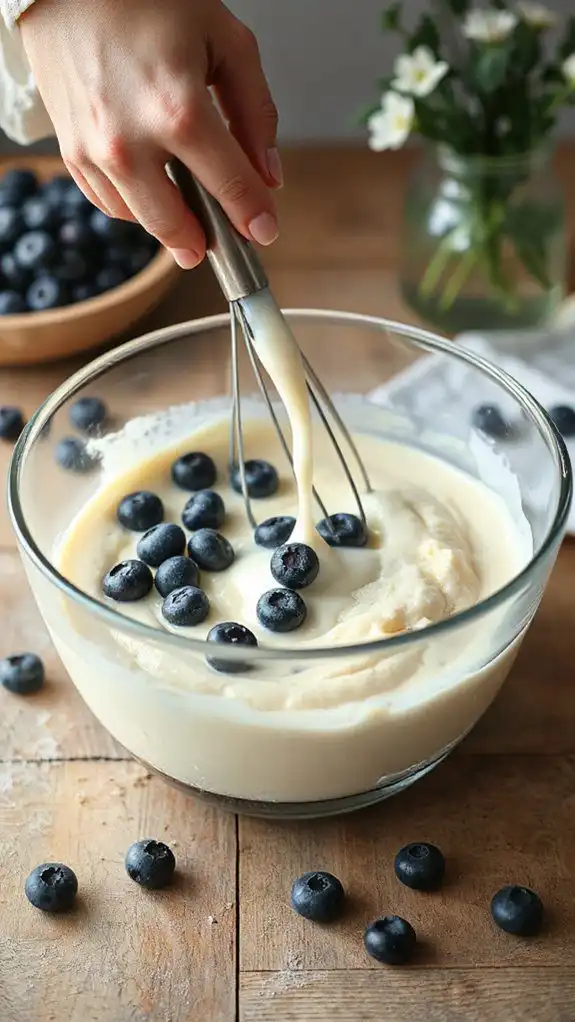stir buttermilk for tenderness