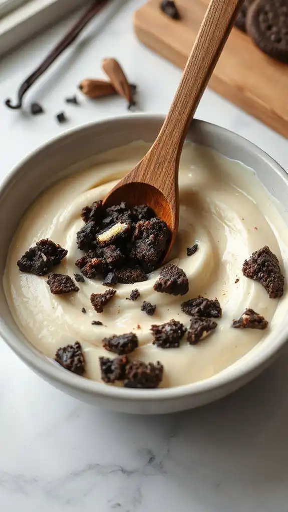stir crushed cookies evenly