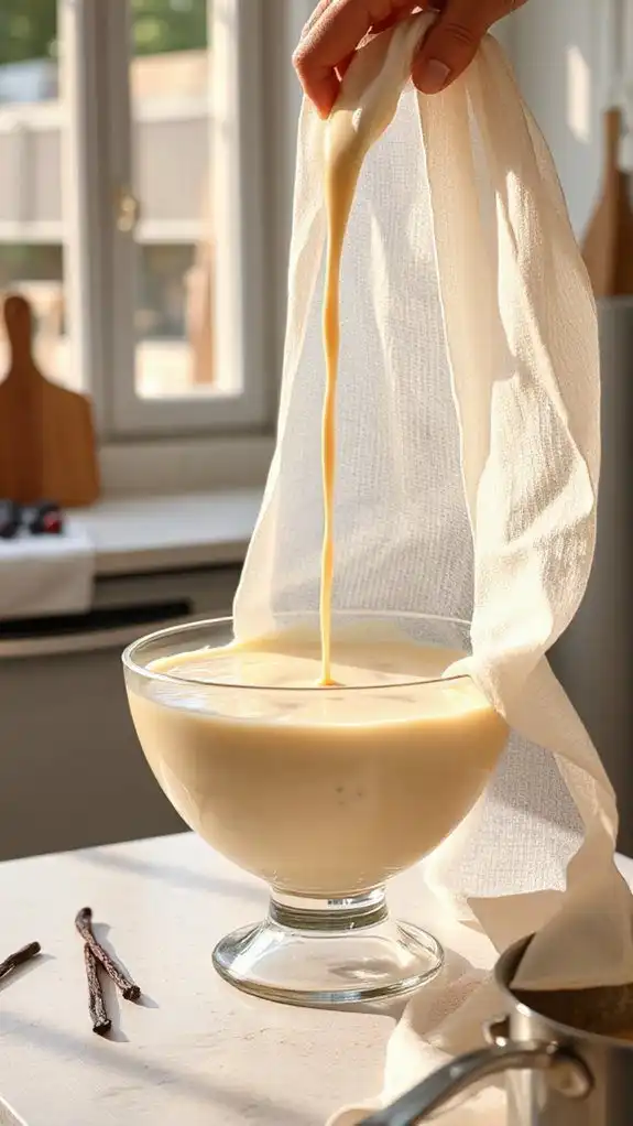 strain mixture using cheesecloth