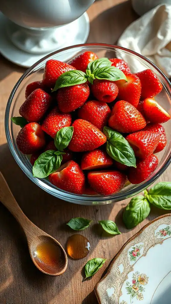 strawberries infused with basil