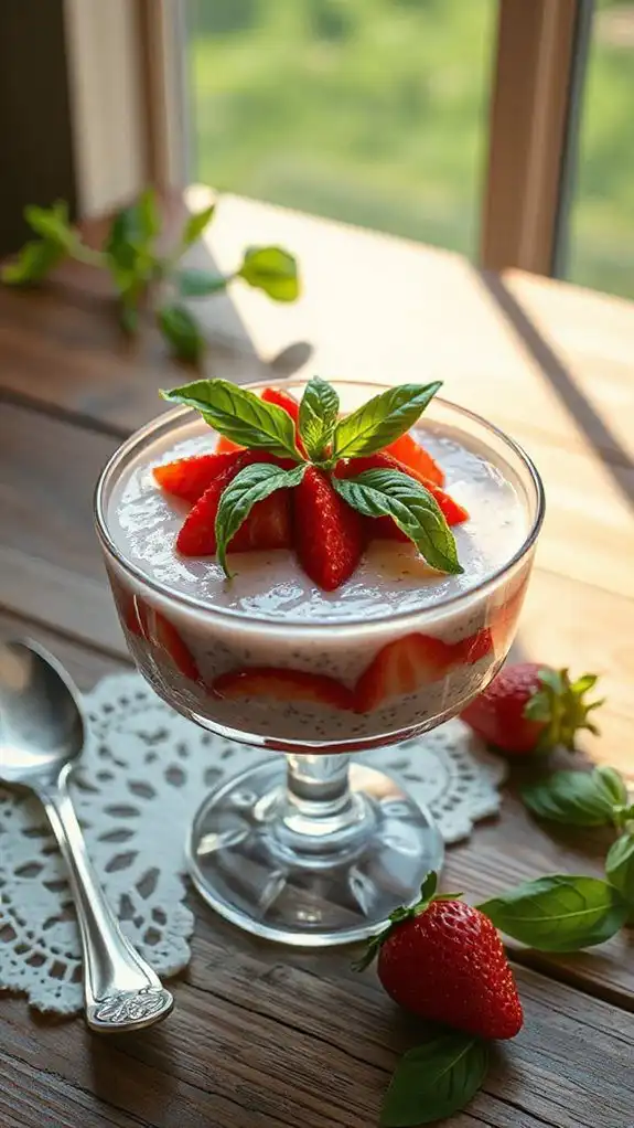 strawberry basil chia pudding