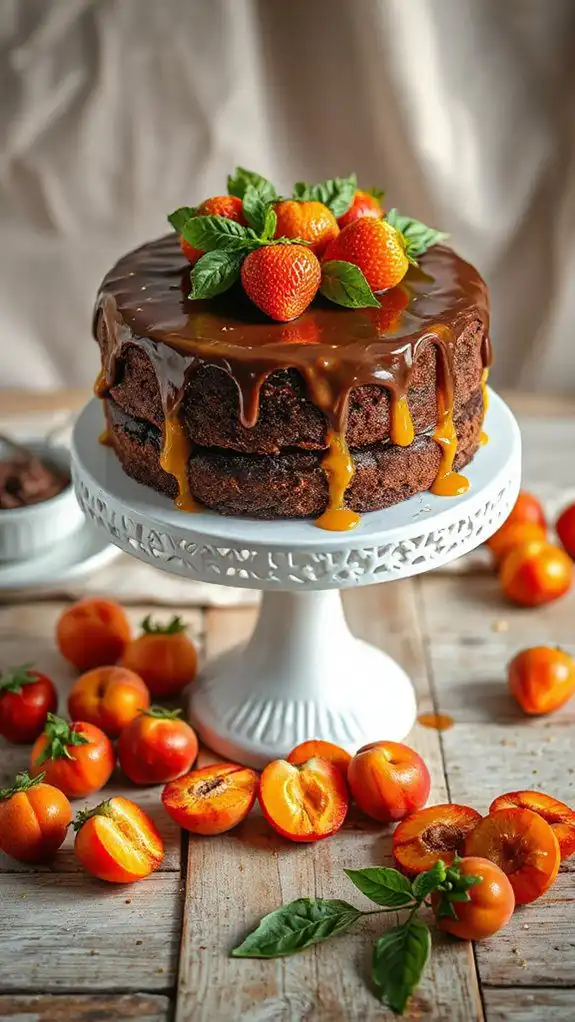 strawberry basil chocolate cake