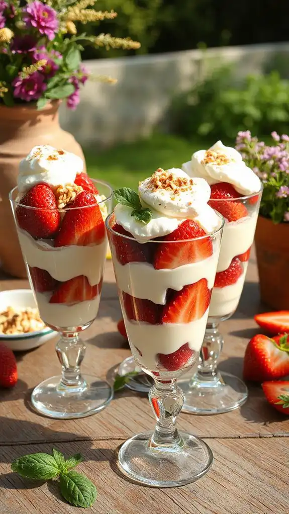 strawberry basil ricotta parfait