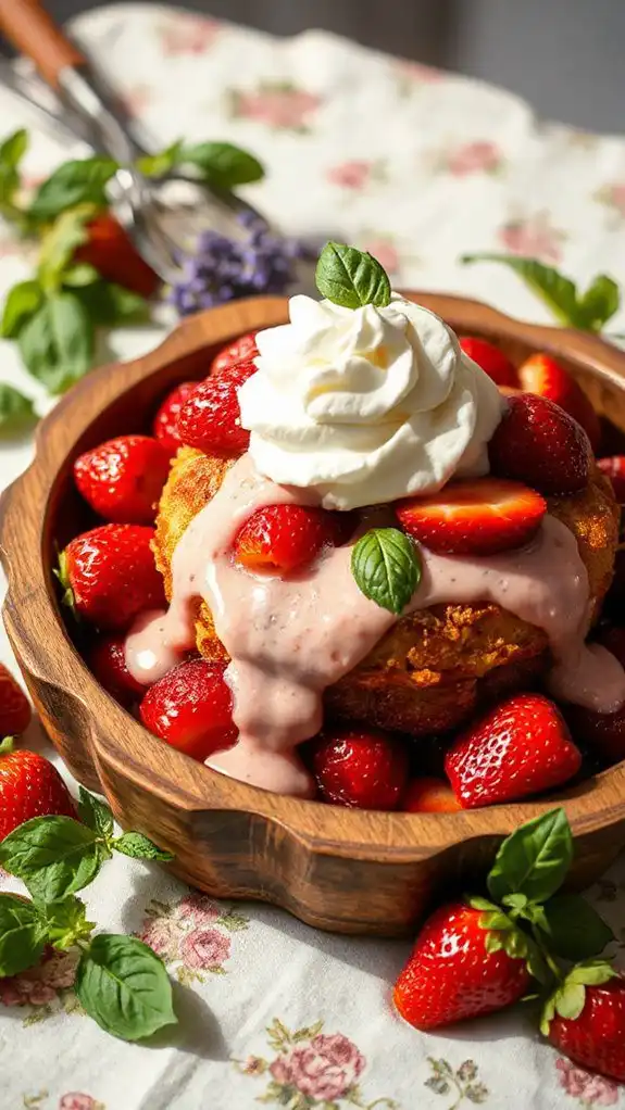 strawberry basil summer pudding