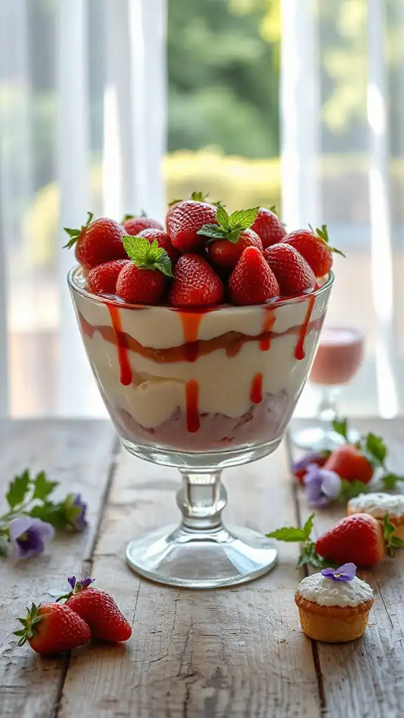 strawberry custard layered dessert