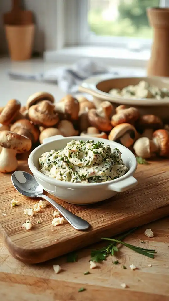 stuff mushrooms with herbs