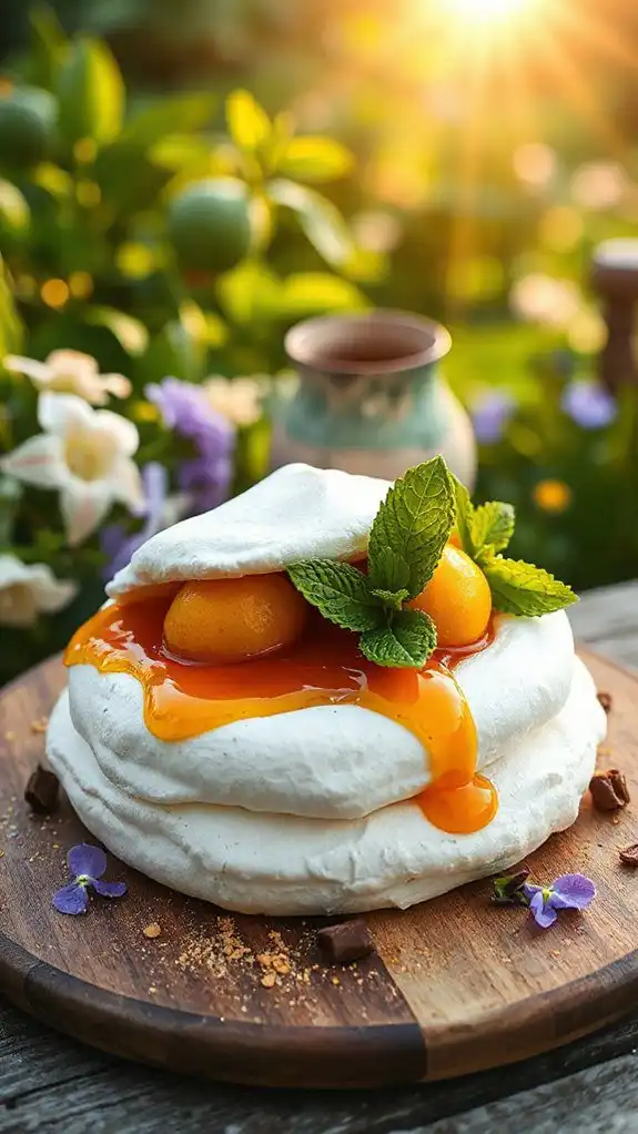 stunning golden berry pavlova
