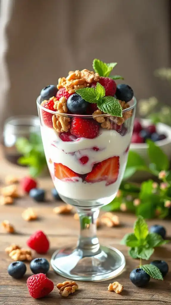summer berry walnut parfait