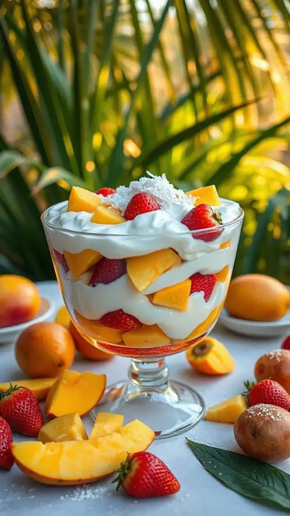 summer dessert with mango