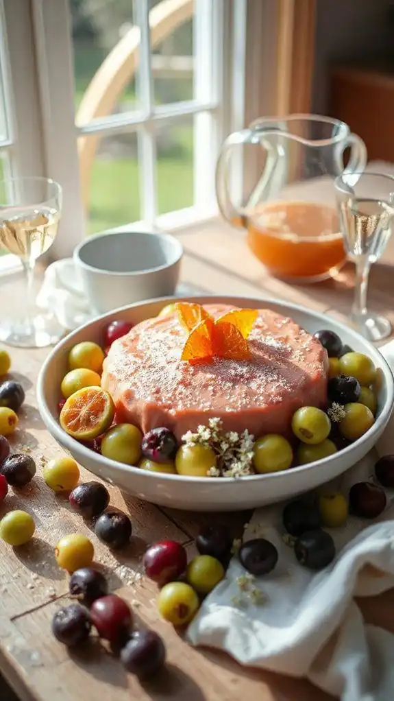 summer elderflower gooseberry pudding