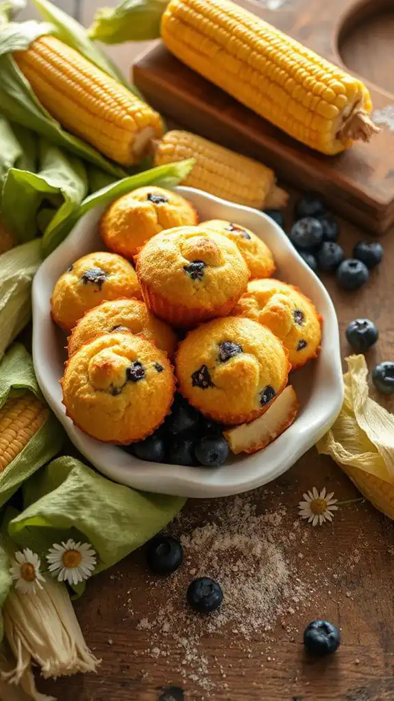 sweet corn blueberry muffins