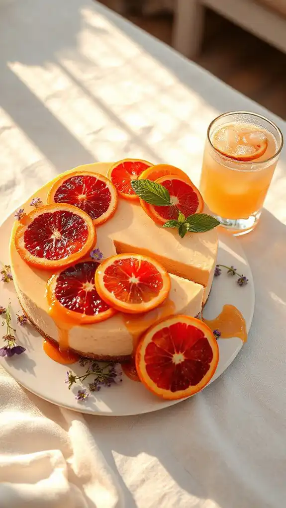 tangy blood orange cheesecake