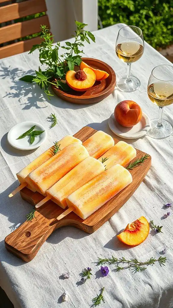 tarragon white peach ice pops