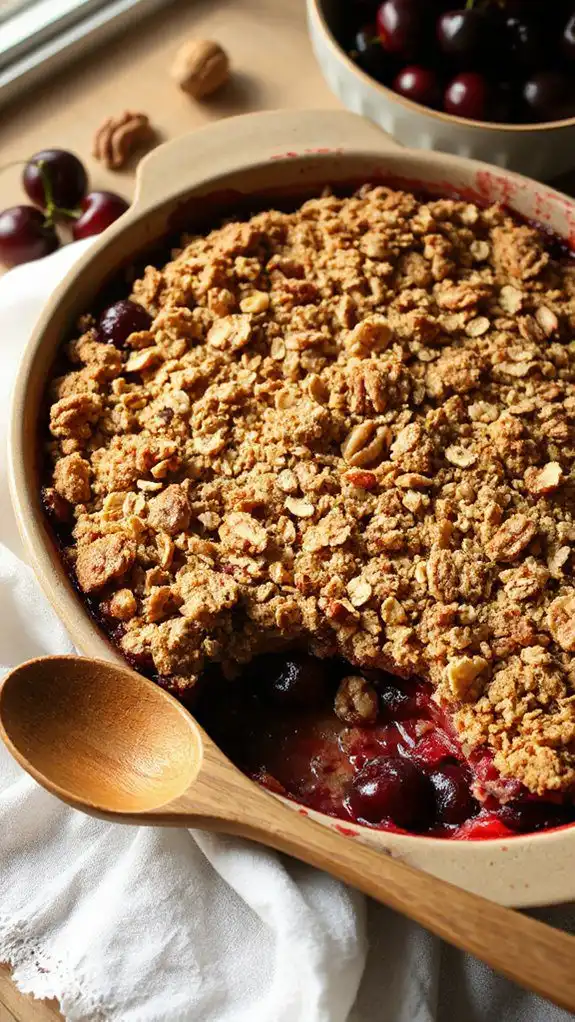 tasty cherry crumble dessert