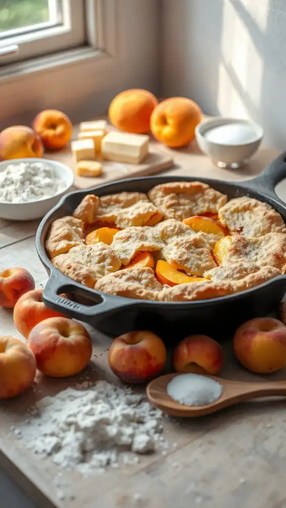 tasty peach cobbler dessert