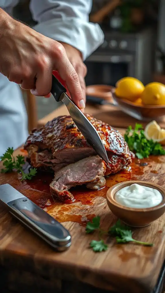 thinly slice lamb
