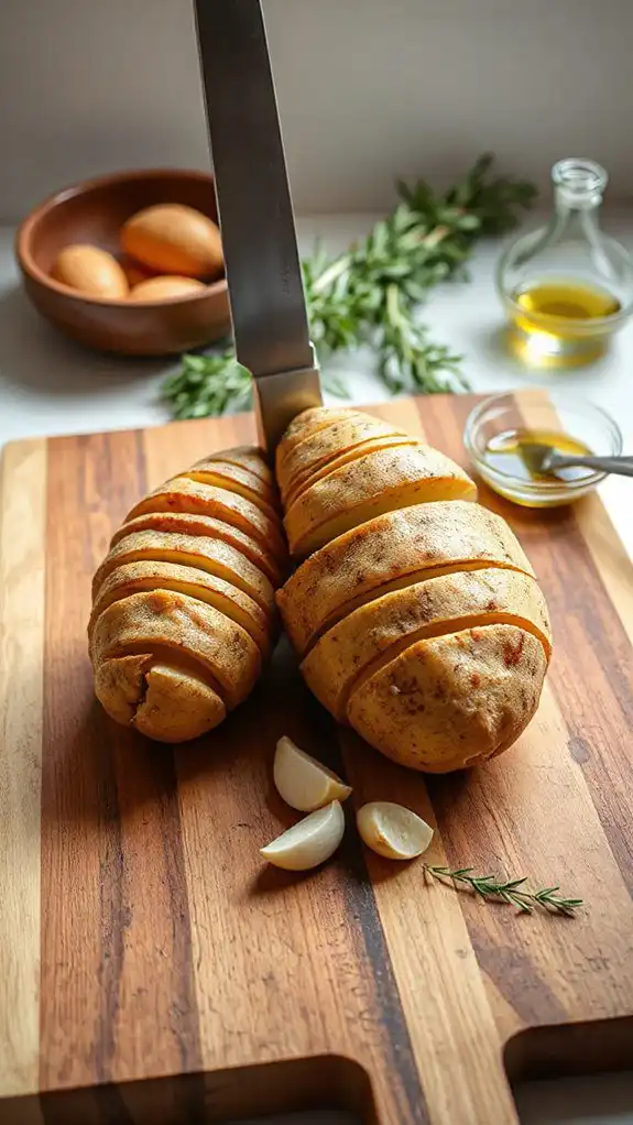 thinly slice the potatoes