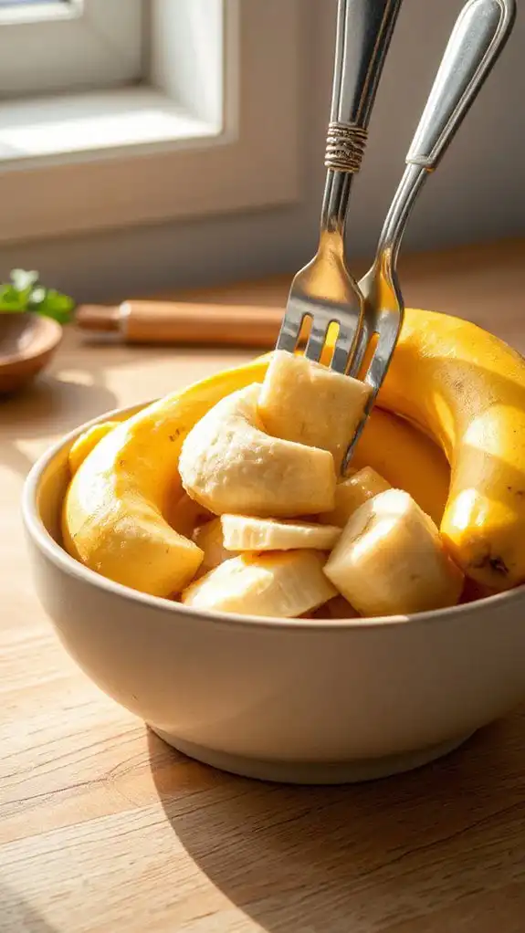 thoroughly mash ripe bananas