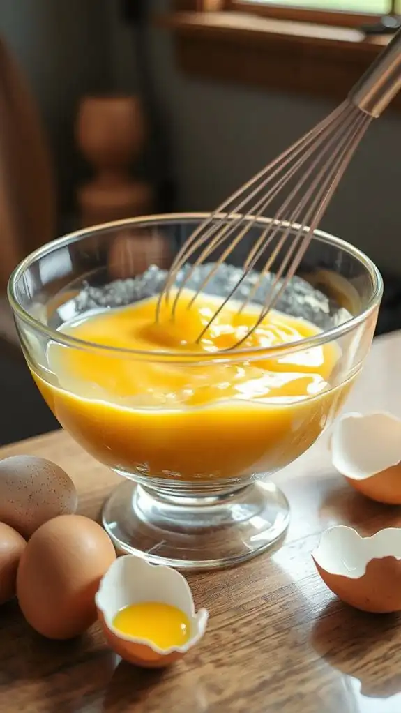 thoroughly whisk eggs uniformly