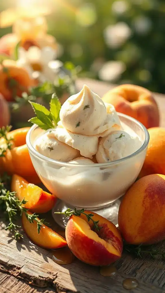 thyme infused peach ice cream