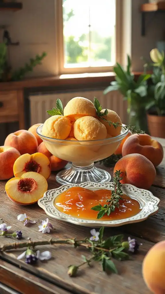 thyme infused summer peach sorbet