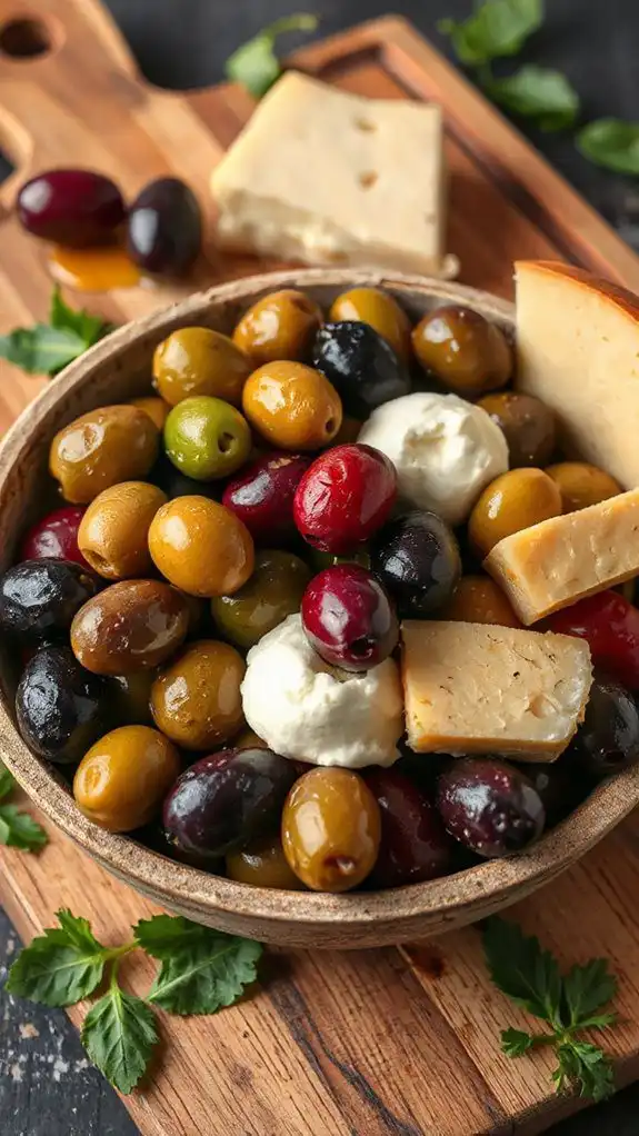 top with olives and cheese