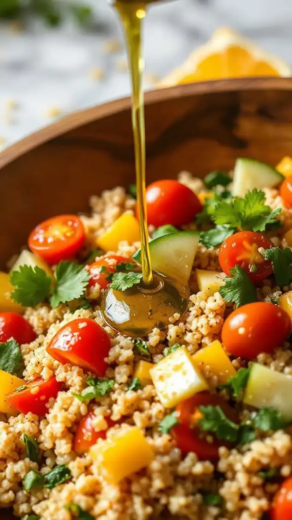 toss ingredients with olive oil