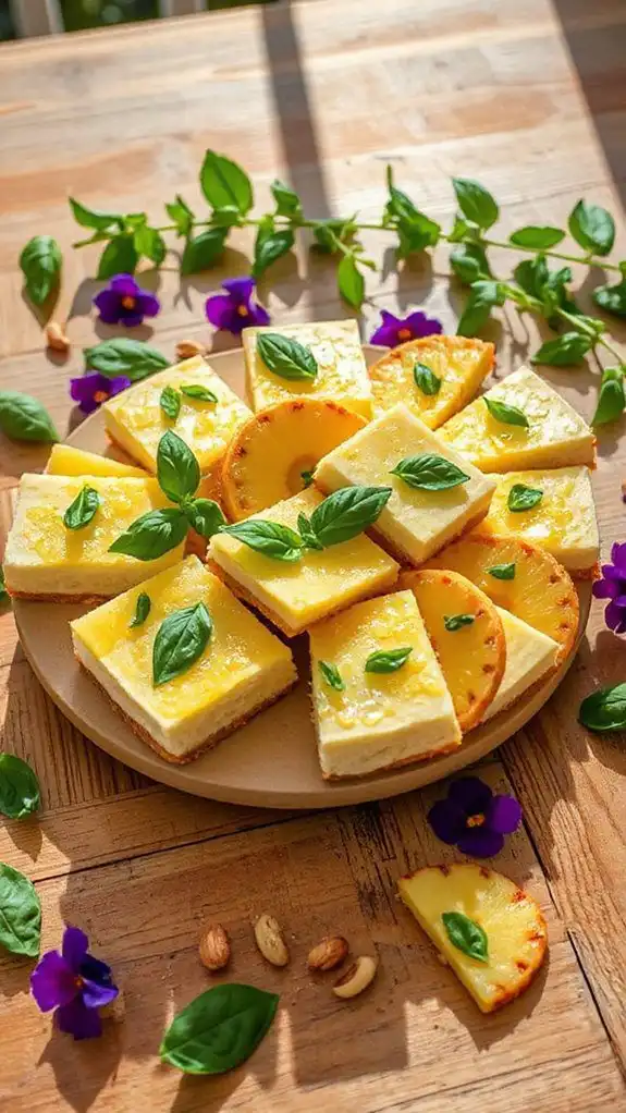 tropical basil cheesecake bars