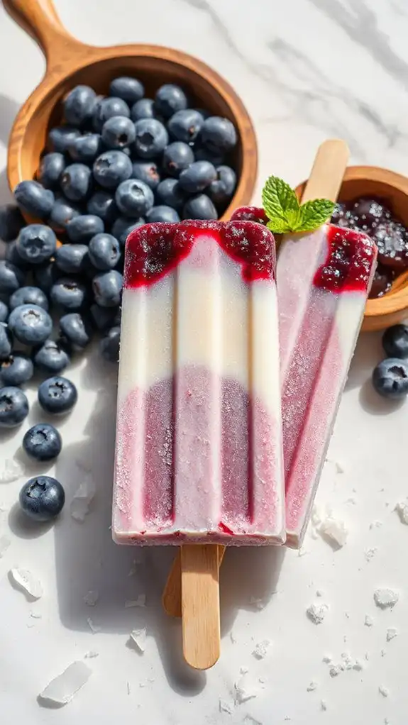 tropical blueberry coconut popsicles