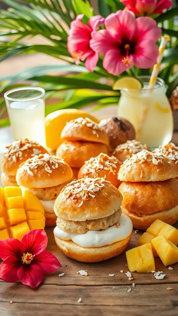 tropical coconut cream puffs