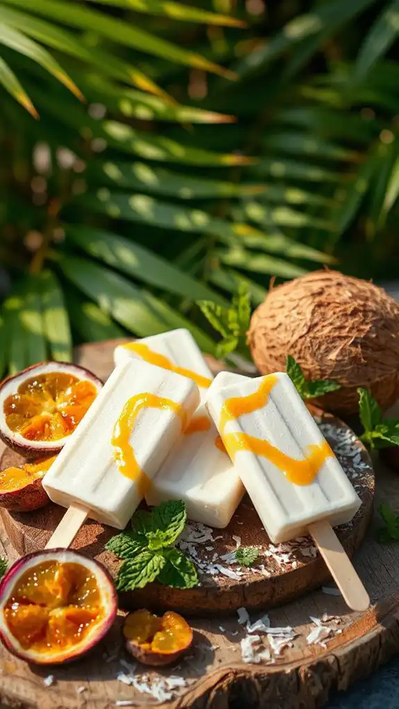 tropical coconut passionfruit popsicles