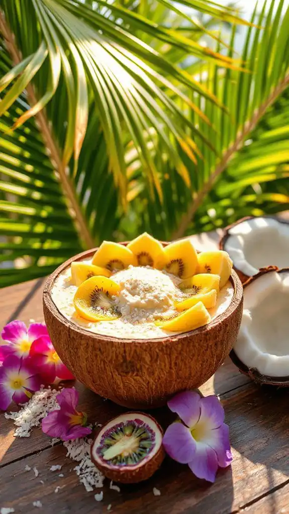 tropical coconut passionfruit smoothie