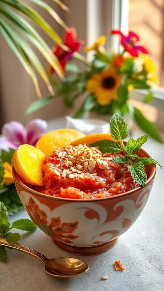 tropical coconut red rice pudding