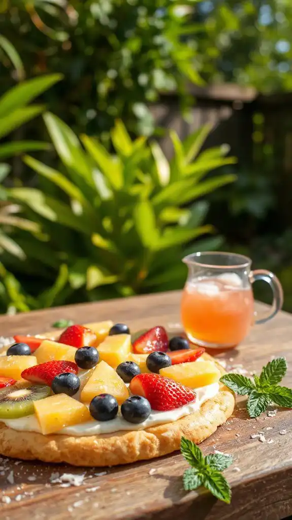 tropical dessert fruit pizza
