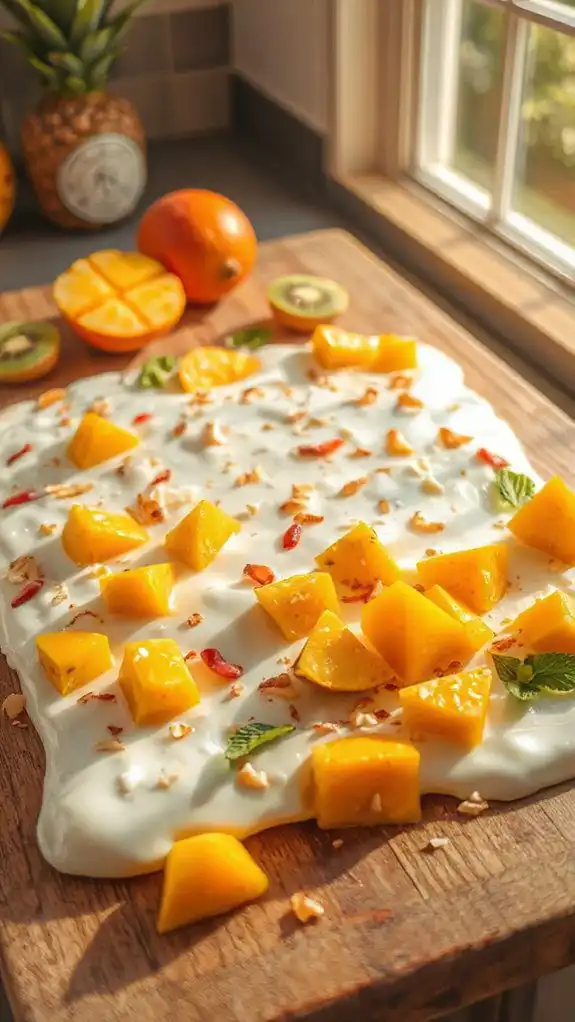 tropical frozen yogurt bark