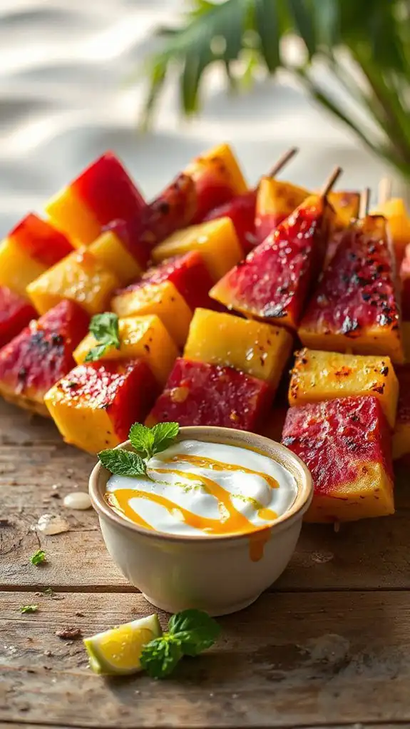tropical grilled dessert skewers