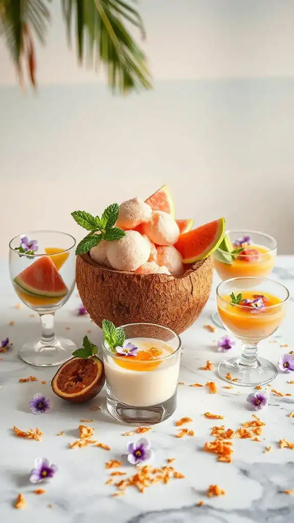 tropical guava sorbet sundaes