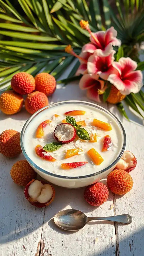 tropical lychee coconut dessert