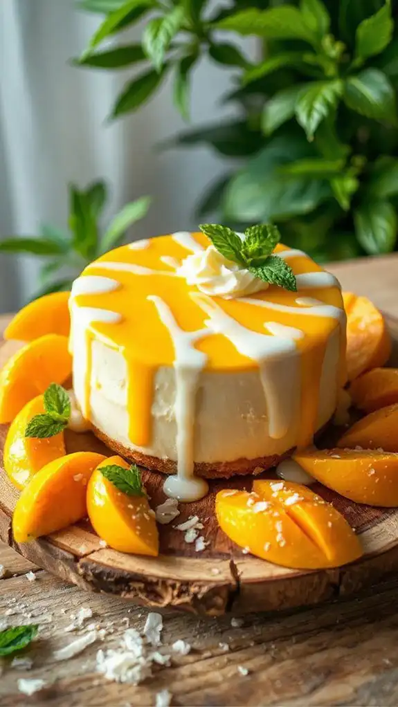 tropical mango coconut cheesecake