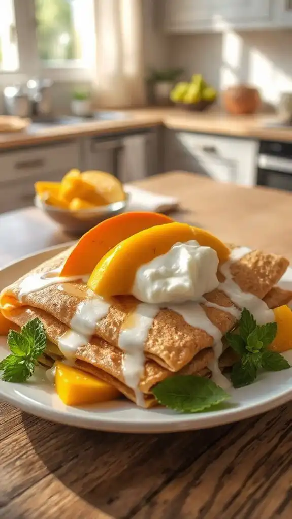 tropical mango coconut crepes