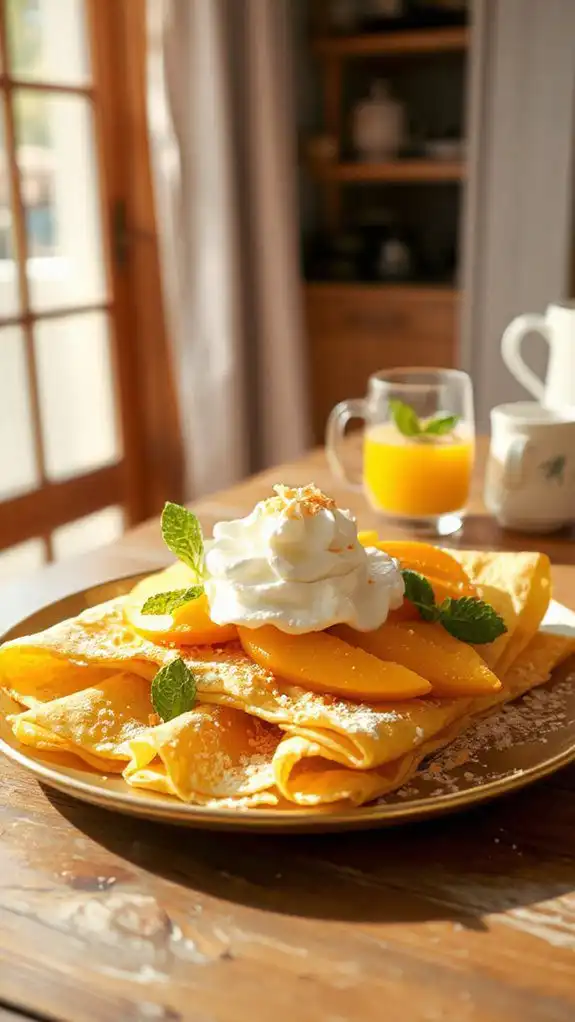 tropical mango coconut crepes