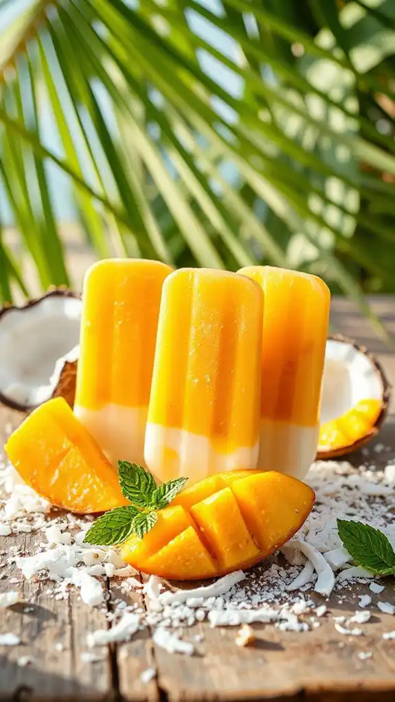 tropical mango coconut popsicles