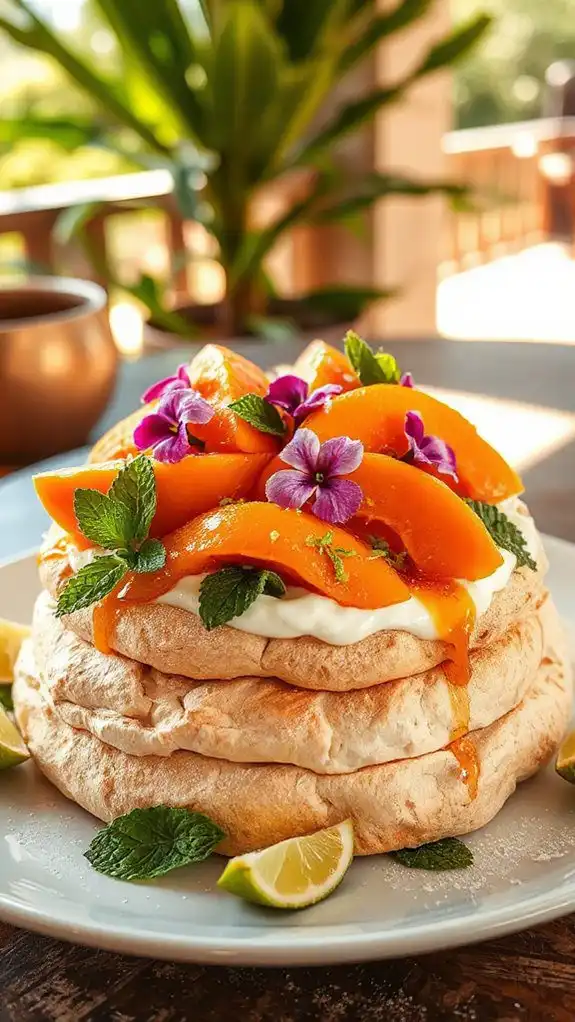 tropical pavlova with cream