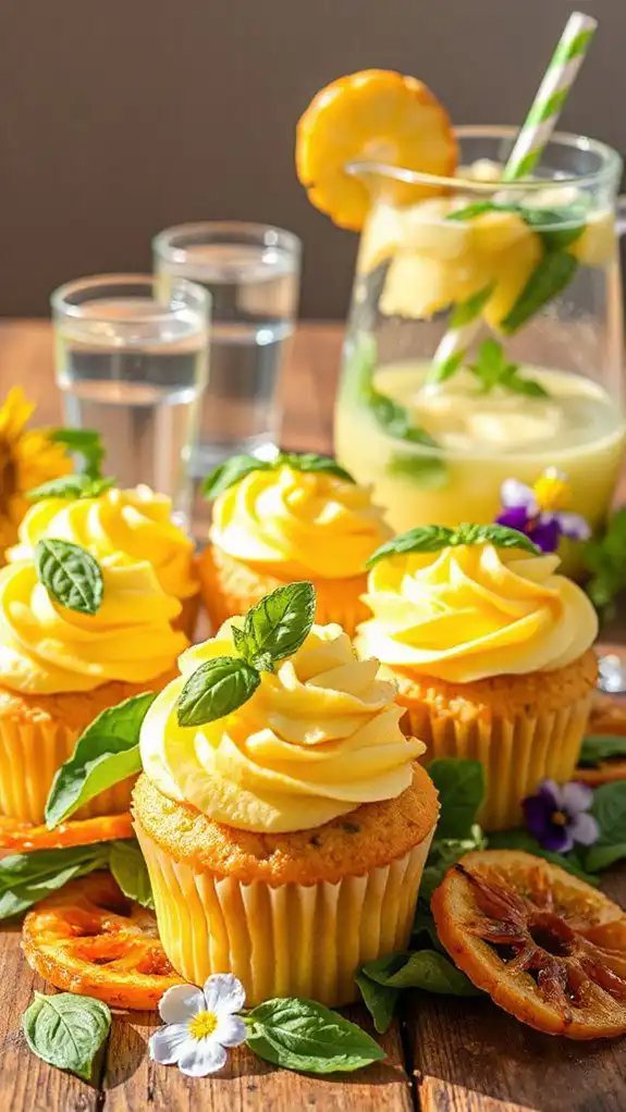 tropical pineapple basil cupcakes