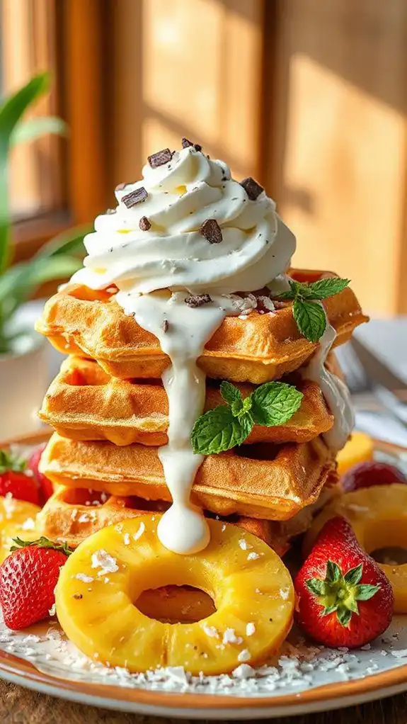 tropical pineapple coconut waffles